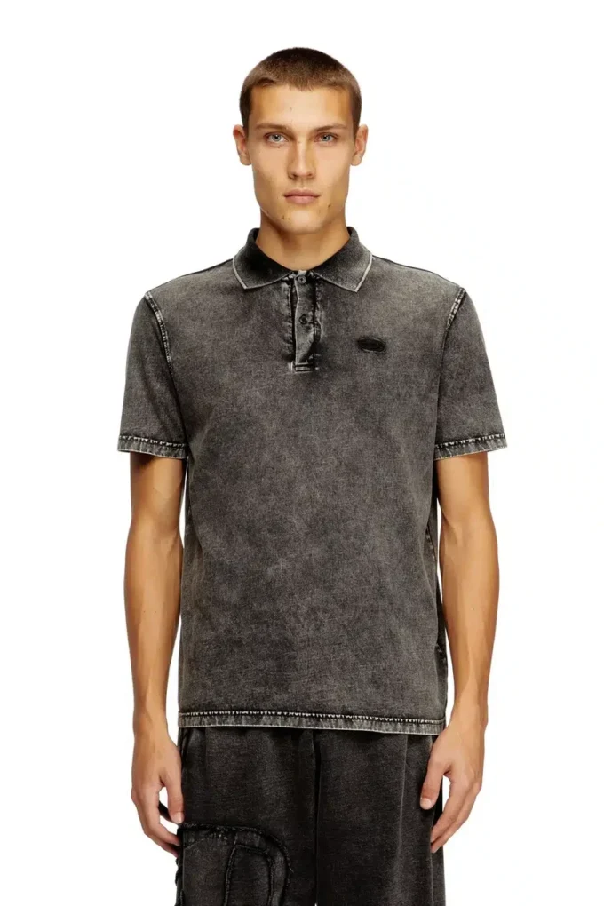 t-rejust-nc-den Tricou polo din tricot cu aspect denim t-rejust-nc-den Tricou polo din tricot cu aspect denim