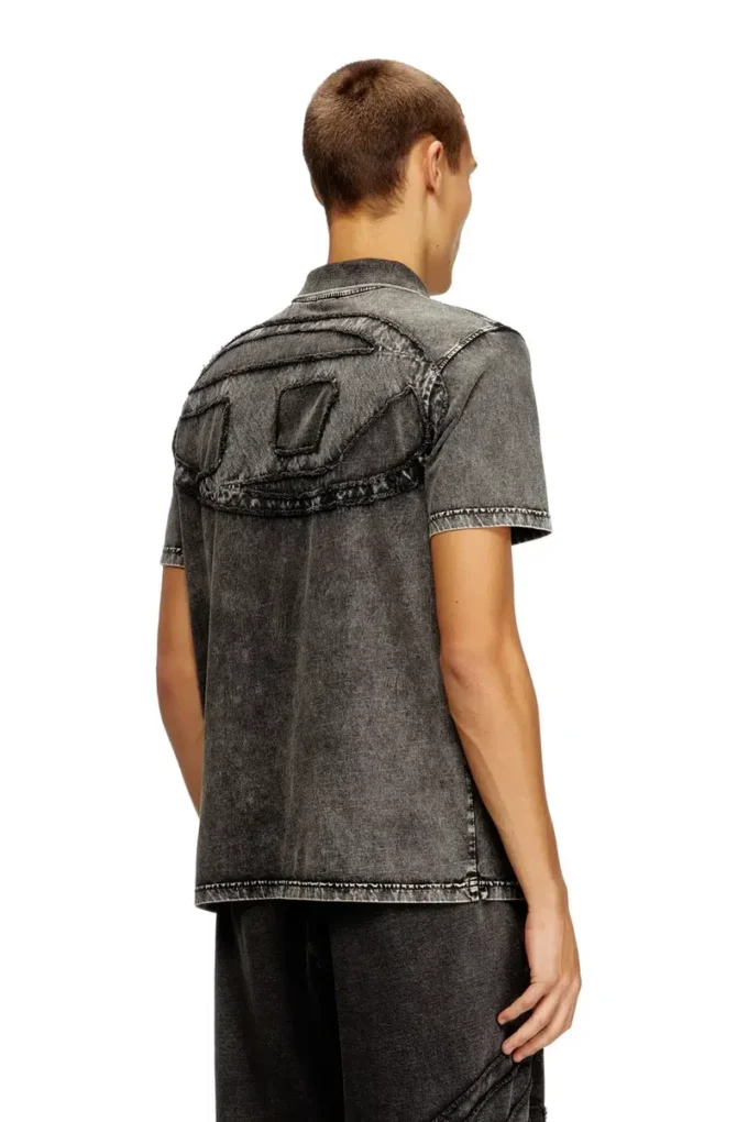 t-rejust-nc-den Tricou polo din tricot cu aspect denim t-rejust-nc-den Tricou polo din tricot cu aspect denim