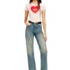 t-uncuties-long-s5 Tricou slim fit cu imprimeu inimă și ținte t-uncuties-long-s5 Tricou slim fit cu imprimeu inimă și ținte