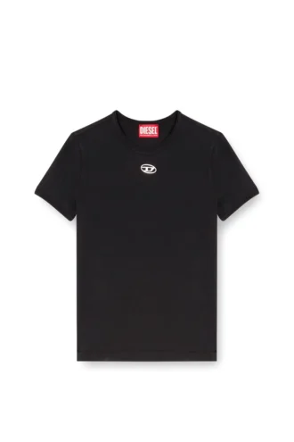 t-uncutieslong-od Tricou slim fit cu logo oval D metalic