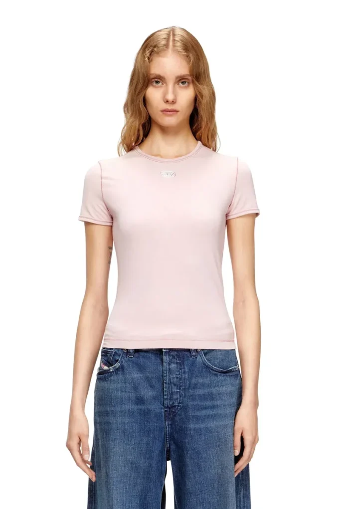 t-uncutieslong-od Tricou slim fit cu logo oval D metalic t-uncutieslong-od Tricou slim fit cu logo oval D metalic