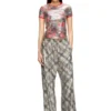 t-unkyel Top din jersey skinny cu imprimeu floral și paiete