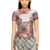 t-unkyel Top din jersey skinny cu imprimeu floral și paiete