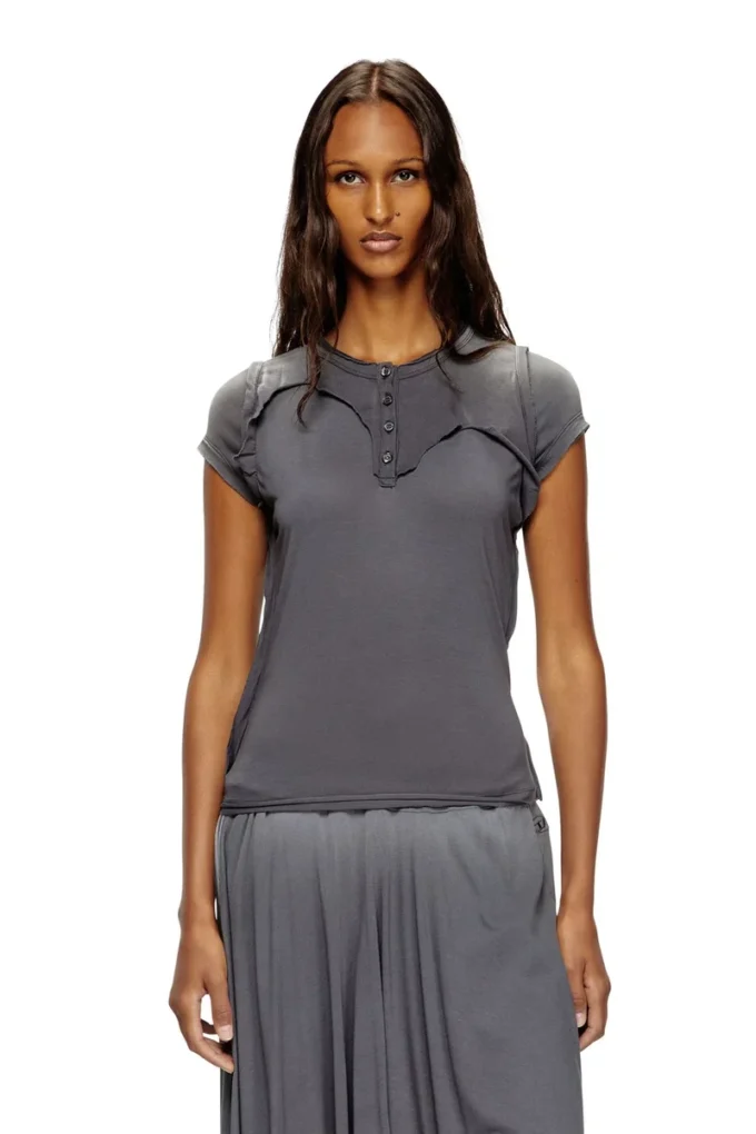 t-unrawy Tricou Henley cu efect peel-off