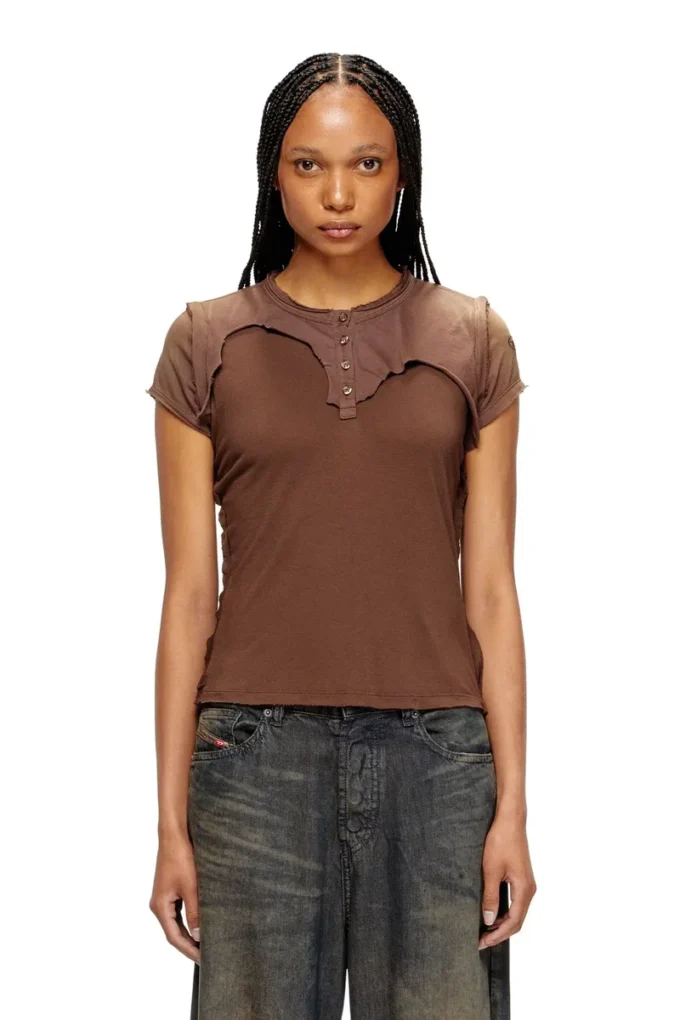 t-unrawy Tricou Henley cu efect peel-off