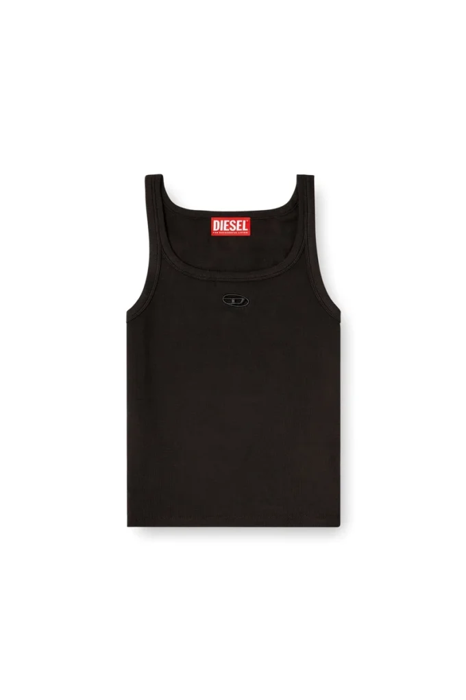 t-wife-od Tricou fără mâneci slim fit cu logo Oval D decupat cu laser