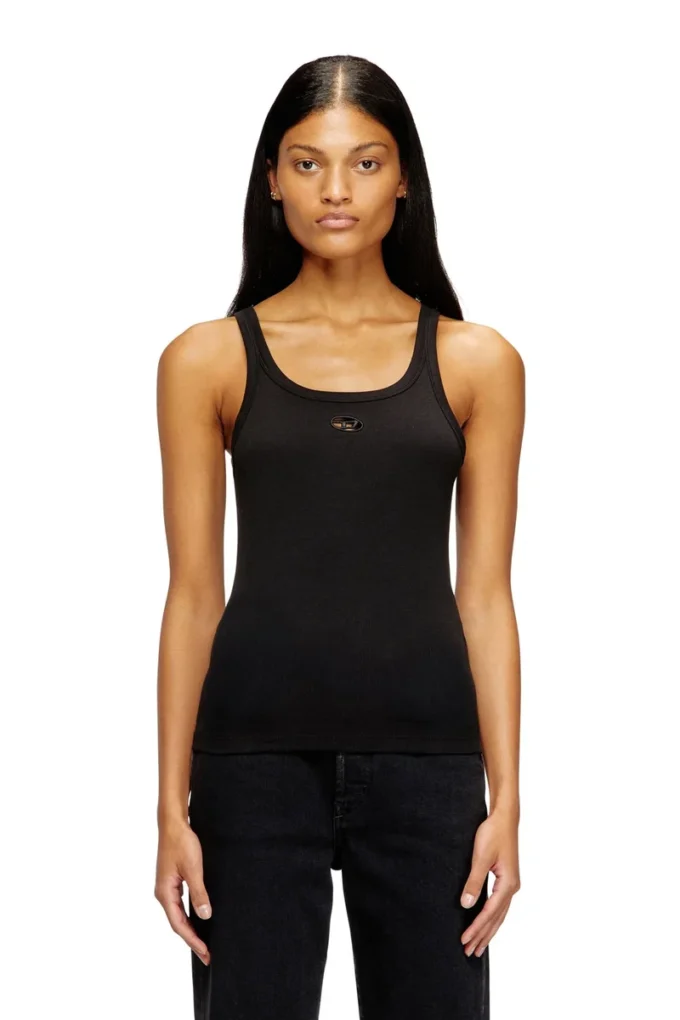 t-wife-od Tricou fără mâneci slim fit cu logo Oval D decupat cu laser