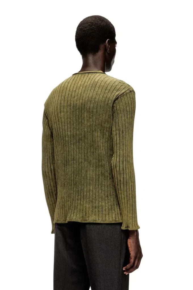 Tricou Henley din tricot cu nervuri largi tratat