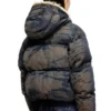 w-aves-fur Jacheta matlasată cu glugă din denim camuflaj cu efect murdar