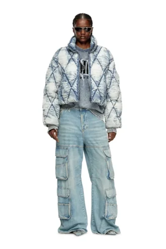 w-histel Jacheta matlasată din denim devoré matlasat în model argyle w-histel Jacheta matlasată din denim devoré matlasat în model argyle