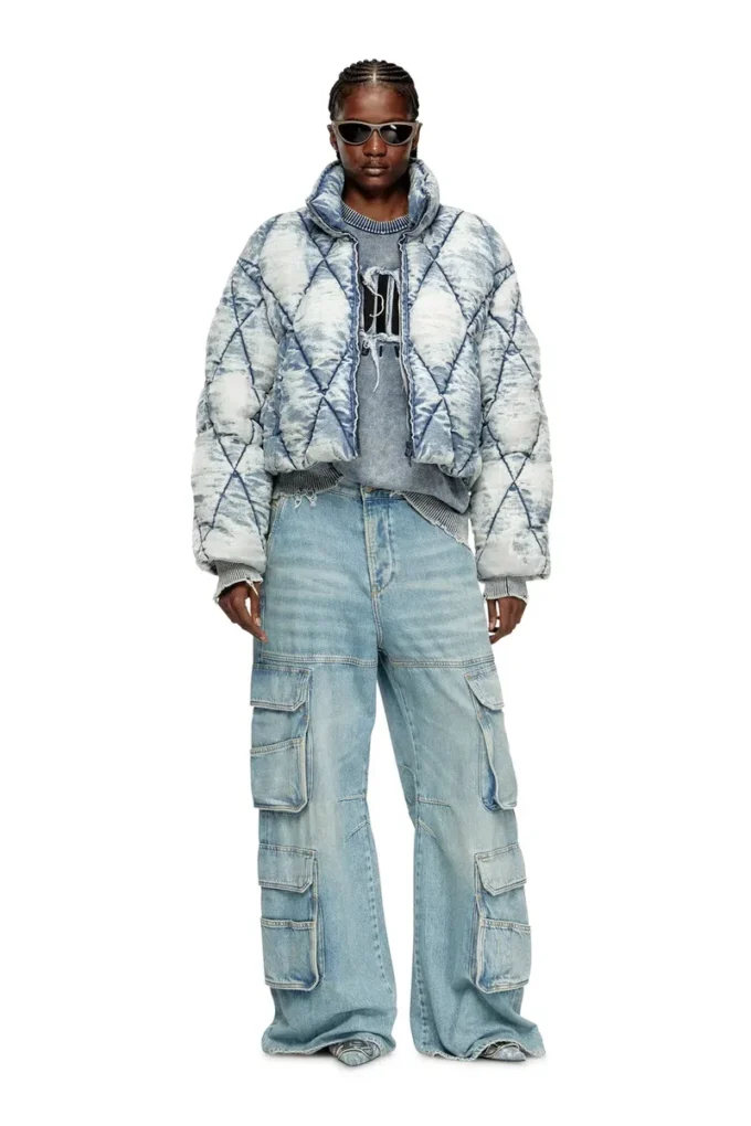 w-histel Jacheta matlasată din denim devoré matlasat în model argyle w-histel Jacheta matlasată din denim devoré matlasat în model argyle