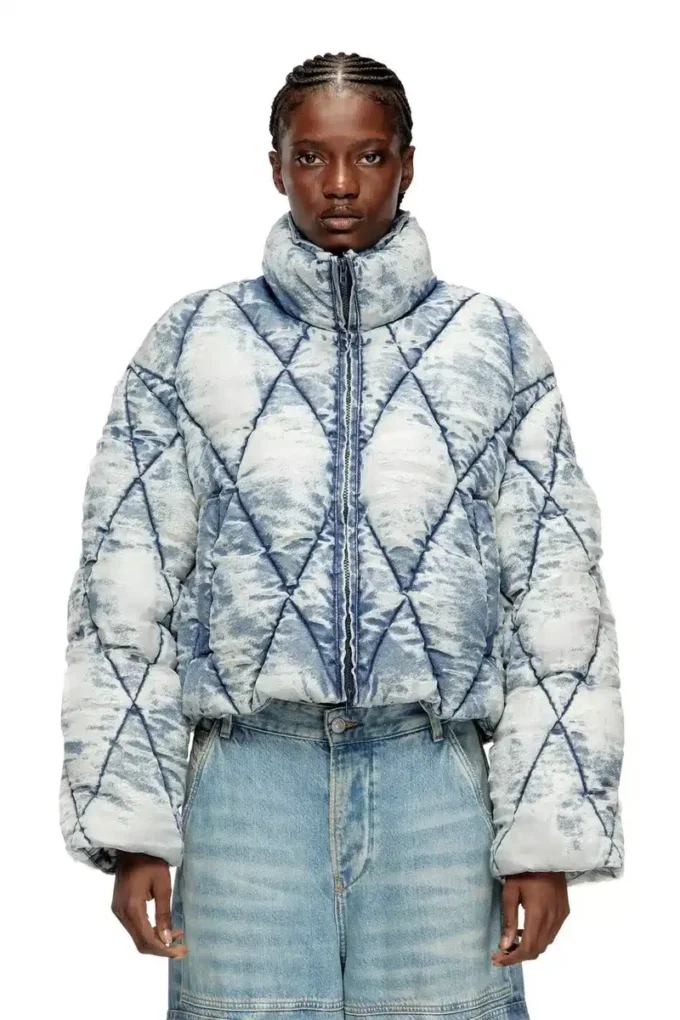 w-histel Jacheta matlasată din denim devoré matlasat în model argyle w-histel Jacheta matlasată din denim devoré matlasat în model argyle