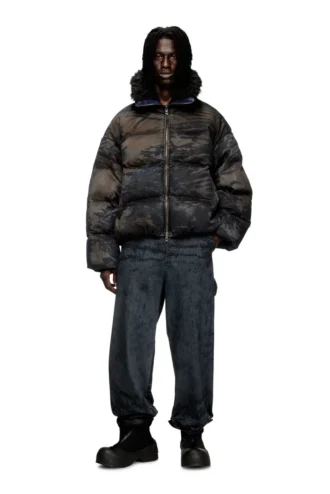 w-johns Jachetă matlasată din denim camuflat cu efect murdar