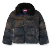 w-johns Jachetă matlasată din denim camuflat cu efect murdar w-johns Jachetă matlasată din denim camuflat cu efect murdar