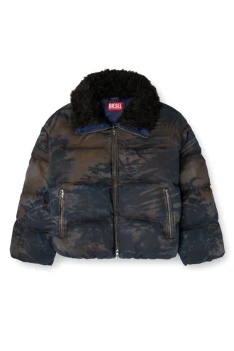 w-johns Jachetă matlasată din denim camuflat cu efect murdar