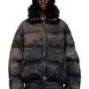 w-johns Jachetă matlasată din denim camuflat cu efect murdar w-johns Jachetă matlasată din denim camuflat cu efect murdar