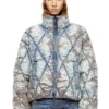 w-kons Jachetă căptușită din denim devoré matlasat în model argyle w-kons Jachetă căptușită din denim devoré matlasat în model argyle