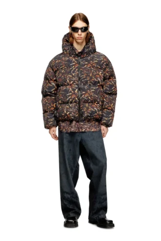w-spider Jacheta matlasată cu glugă și imprimeu păianjen w-spider Jacheta matlasată cu glugă și imprimeu păianjen