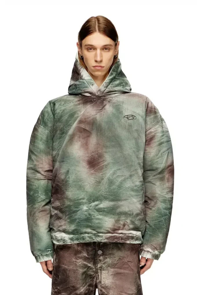 w-thug-jkt-puffy Jachetă cu glugă Puffy din nailon camuflat